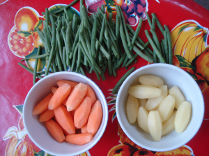 Légumes tournés carré d'agneau
