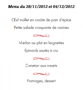 Menu école ferrandi restaurant d'application